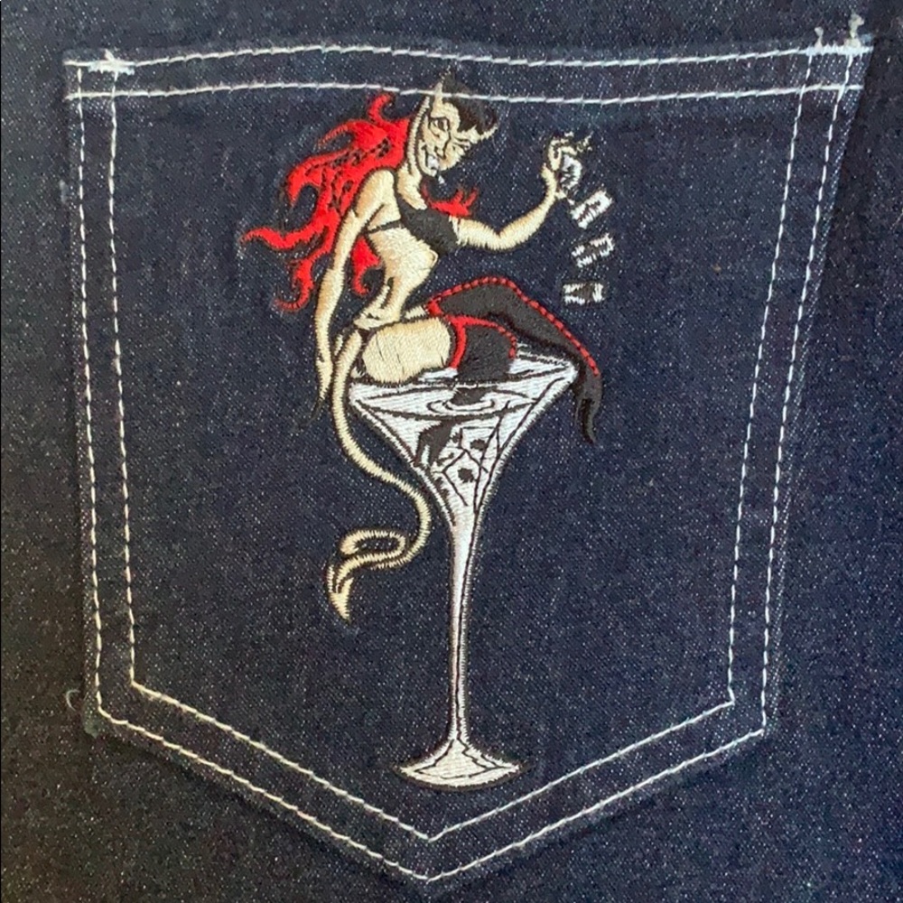 🏅HP🏅Hip Chix Embroidered Boot Cut Devil Jeans - Picture 1 of 7